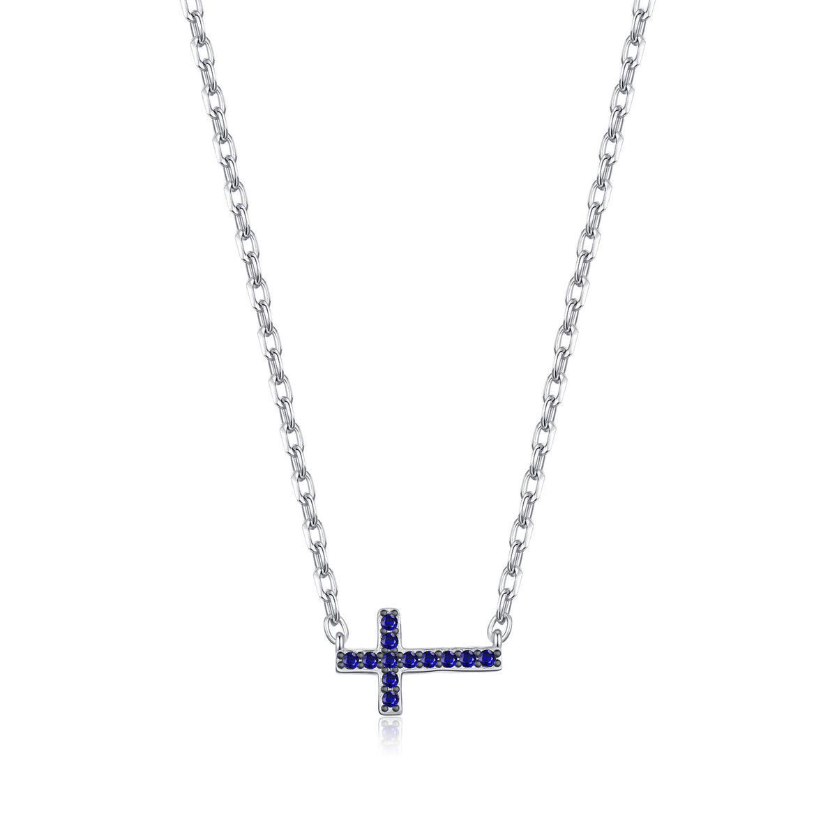 925 Sterling Silver Blue Cross Necklace