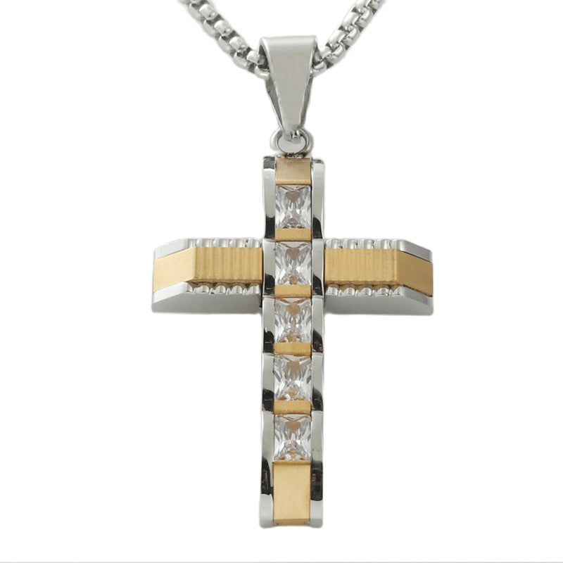 Personalized Retro Titanium Steel Cross Pendant Necklace for Men - Trendy Everyday Accessory