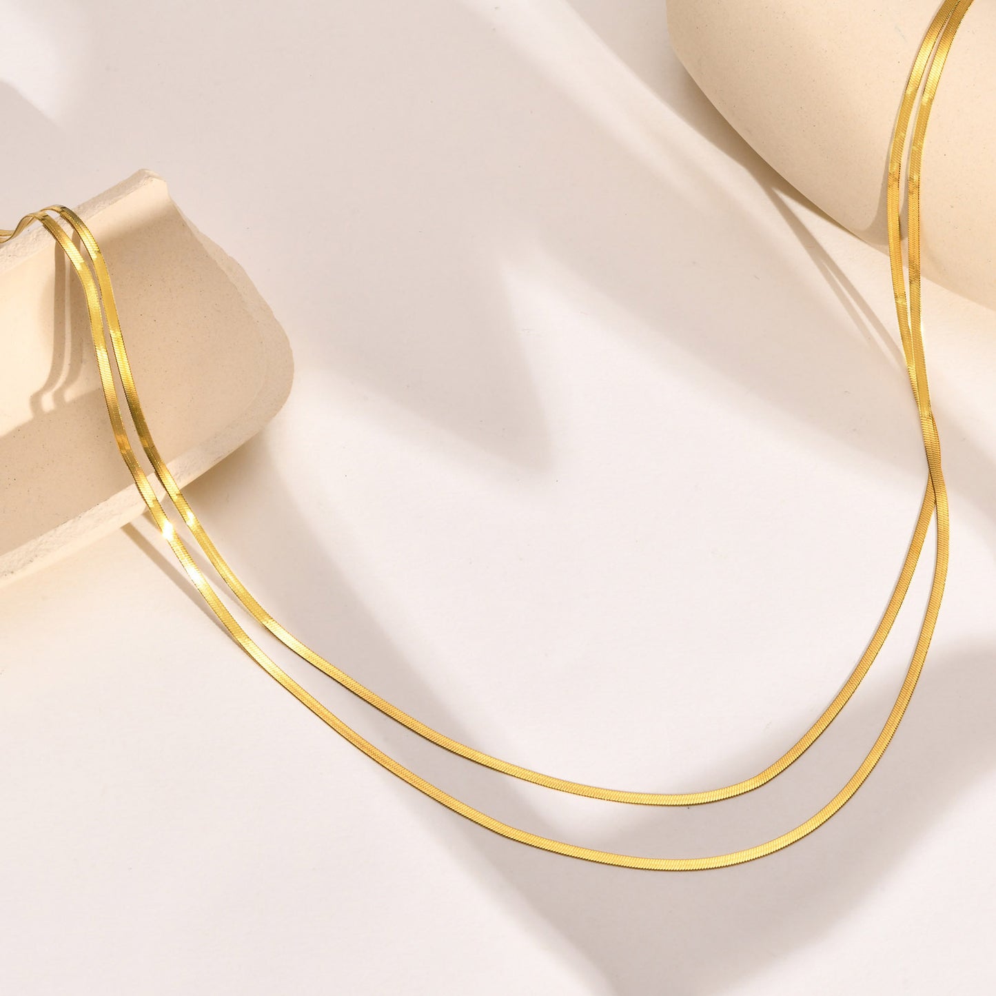 Stainless Steel Double Blade Chain Necklace Gold Women's Jewelry