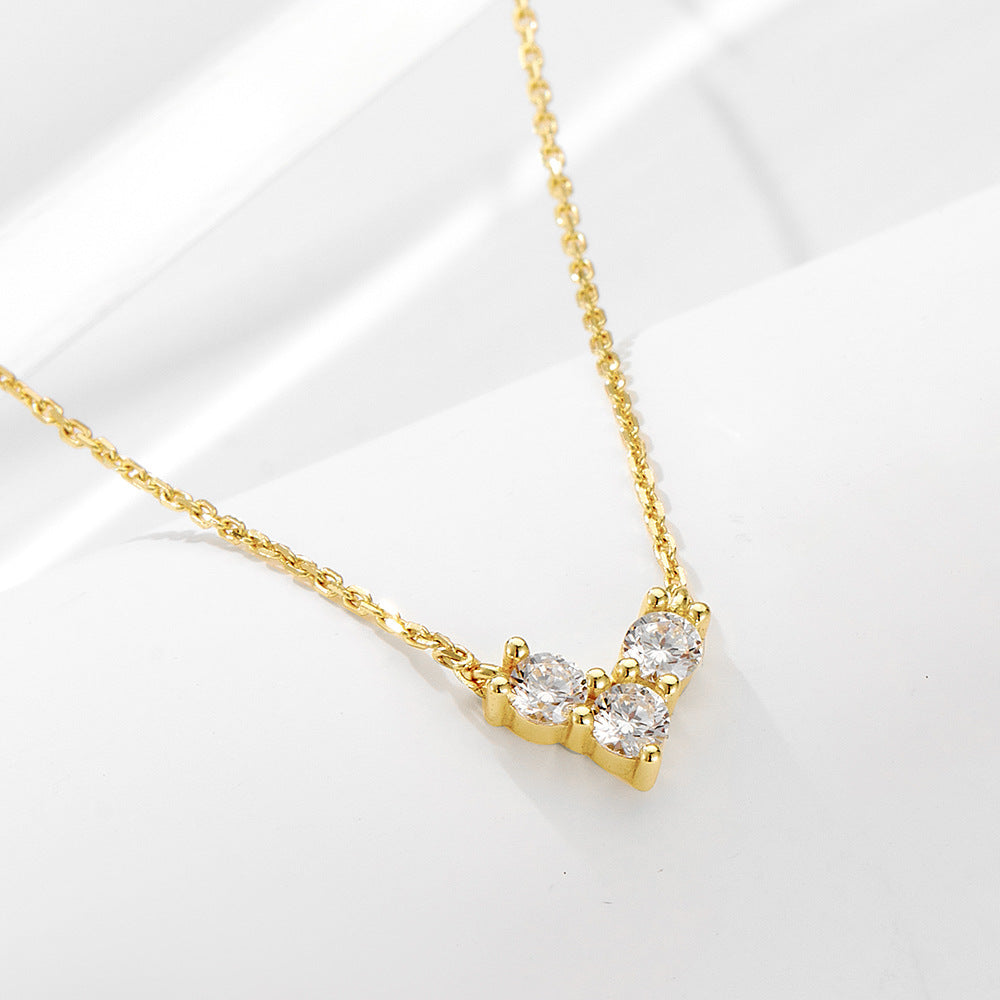 S925 Sterling Silver Mini Zircon Love Necklace for Women