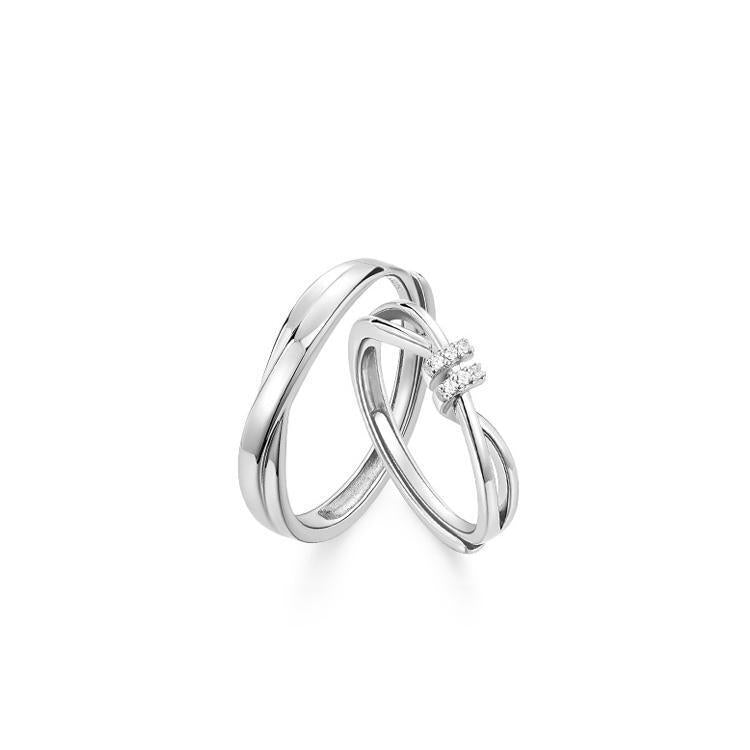 Planderful Sterling Silver Love Interwoven Couple Ring Adjustable Opening For Women Gift