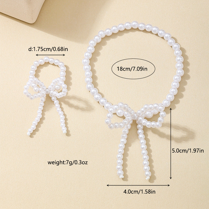 Planderful Vienna Verve Pearl Bow Jewelry Set for Women