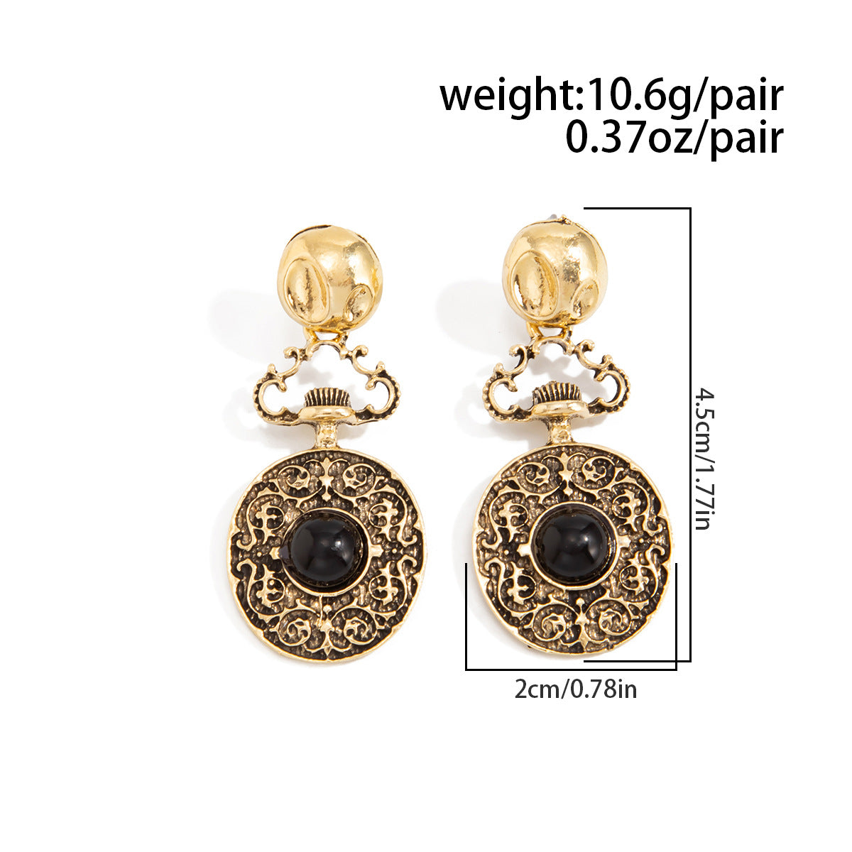 Planderful Vienna Verve Gemstone Pendant Stud Earrings For Women Retro Engraved Cloud Motif
