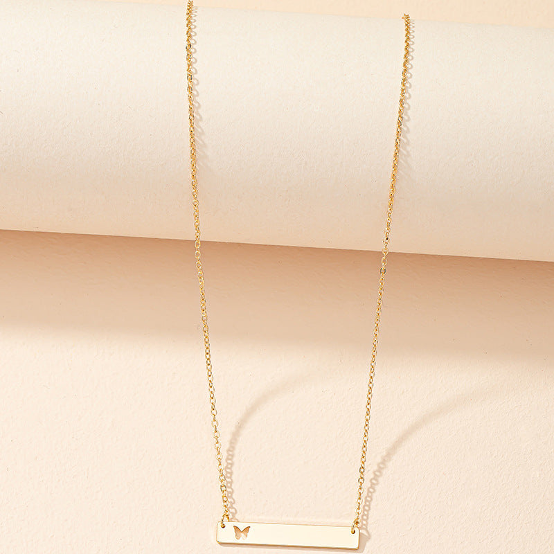 European and American Chic Butterfly Pendant Necklace with Snake Bone Chain