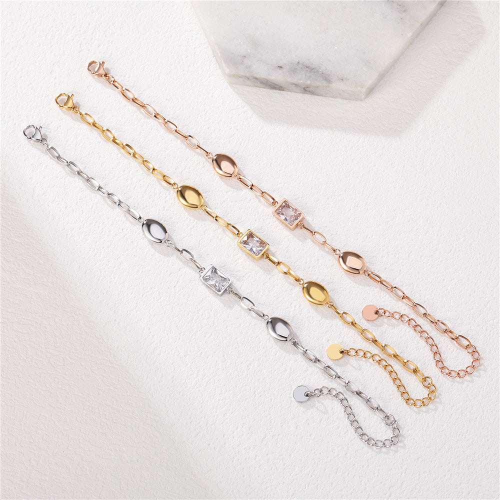 Titanium Steel Zircon Bracelet For Women Bold European American Style Statement By Planderful
