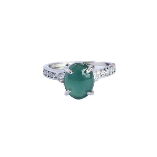 Blue Water Jadeite Star-Accented Ring