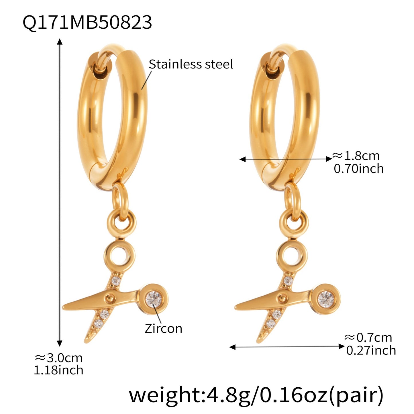 Planderful Zircon Earrings Exquisite Gold Plated For Women