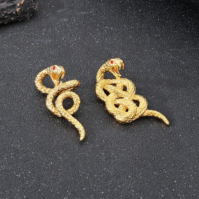 Planderful Mens Snake Pendant Gold Plated Titanium Necklace