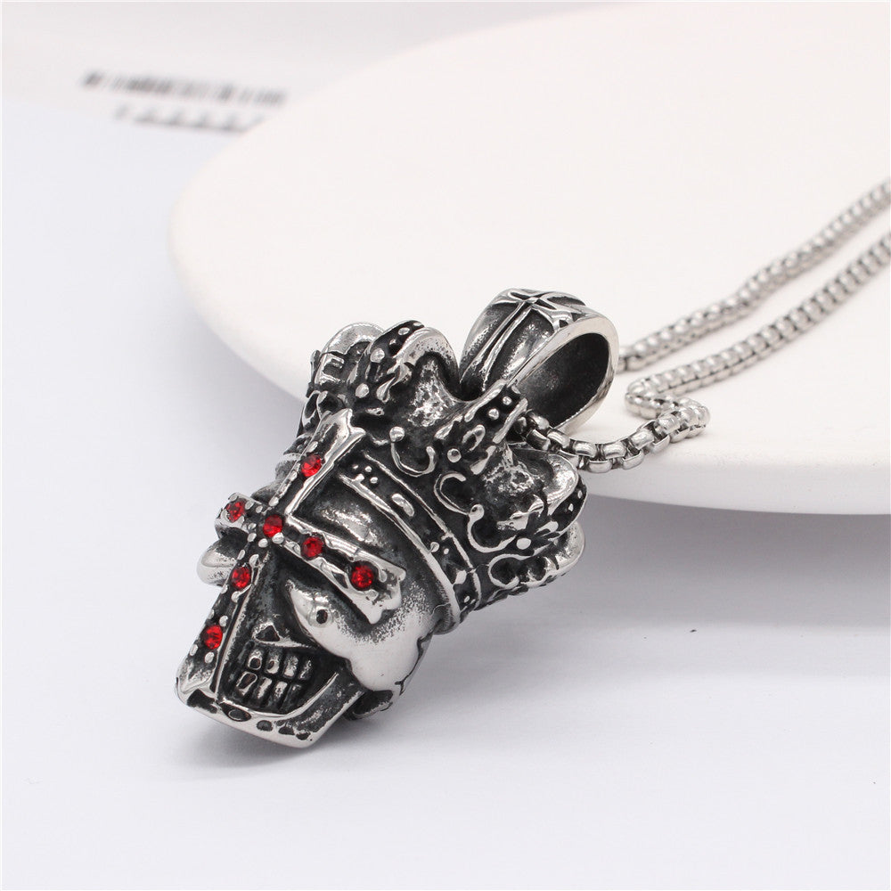 Crown Skull Titanium Steel Pendant Necklace