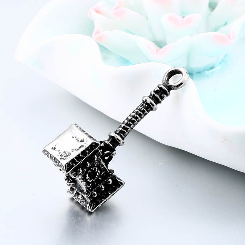 Titanium Steel Thor's Hammer Pendant for Men - Retro European and American Jewelry Wholesale