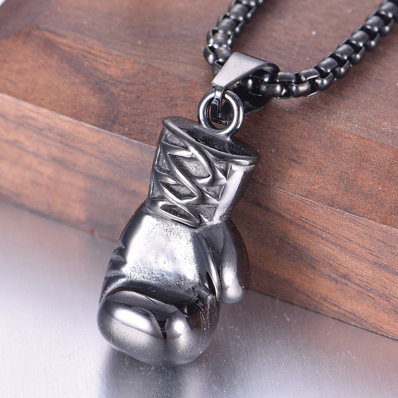 Planderful Boxing Glove Necklace Unisex Stainless Steel Pendant Bold Vintage Gift For Him And Her