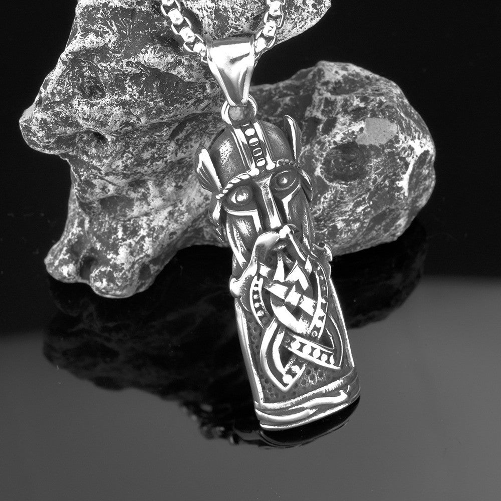 Planderful Titanium Steel Odin Pendant Necklace For Men Retro Viking Portrait Jewelry