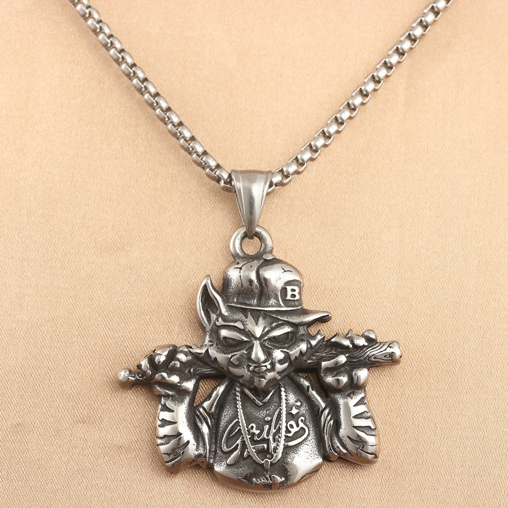 European and American Stainless Steel Baseball Cat Pendant