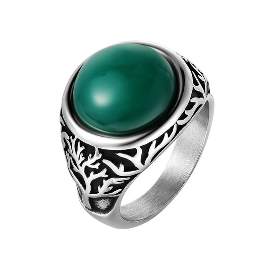 Titanium Steel Ring Unisex Vintage Life Tree Palace Style Protection Statement Jewelry Planderful