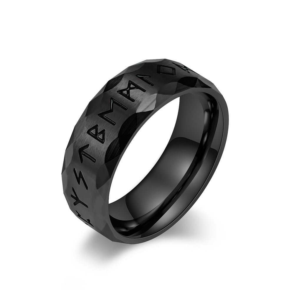 Planderful Viking Ring Nordic Text Titanium Steel For Men Durable Cultural Symbol Ring