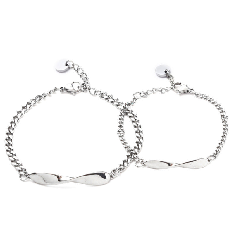 Planderful Jewelry Mobius Couple Bracelet Engraved Steel Gift For Valentine's Lovers