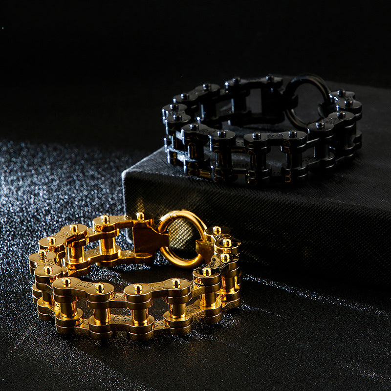 Men's Titanium Steel Bicycle Bracelet with Pirate Design in European and American Hip-Hop Style