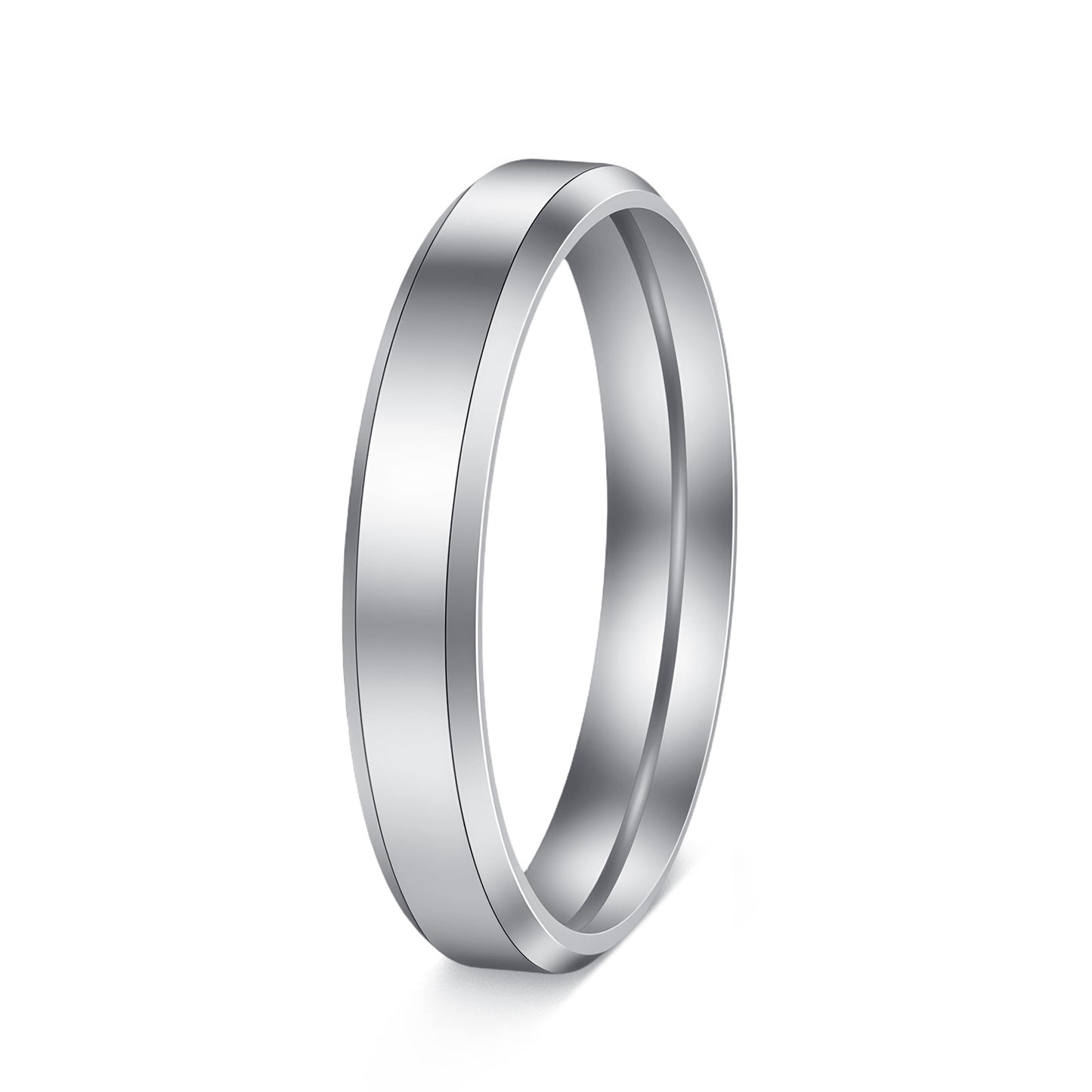 Planderful Everyday Genie Titanium Steel Ring Unisex 4mm 6mm 8mm Glossy Double Beveled Finish