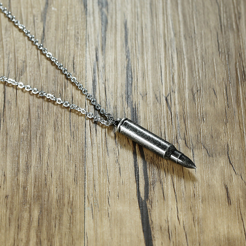 Stainless Steel Bullet Pendant Necklace Personalized Hip Hop Jewelry