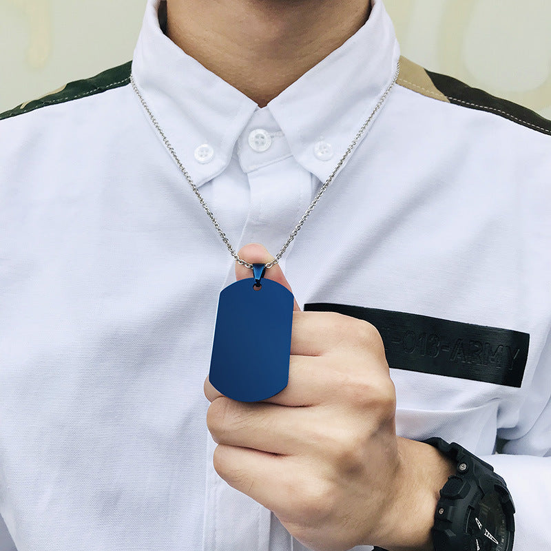 Stainless Steel Tag Pendant Glossy Personalized Accessories for Men