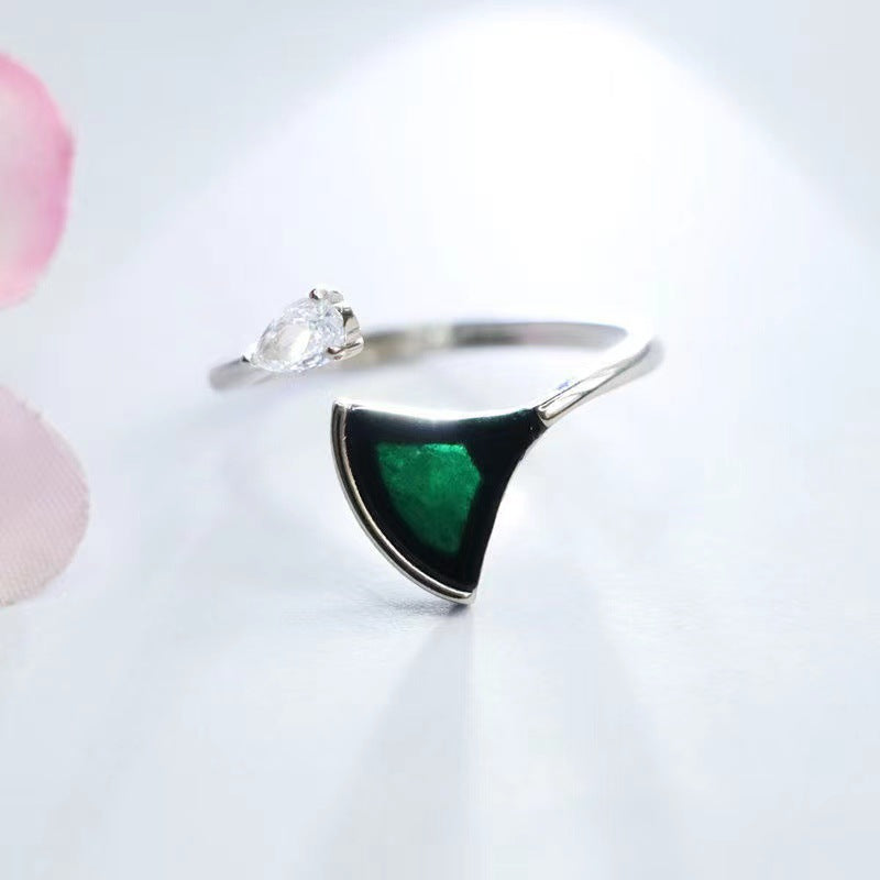 Dark Jadeite Dancer 925 Silver Ring