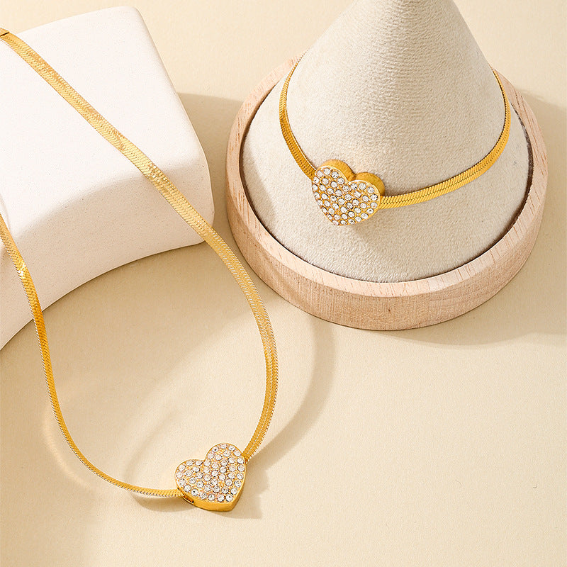 Charming Red Flash Zircon Love Snake Jewelry Set for Women