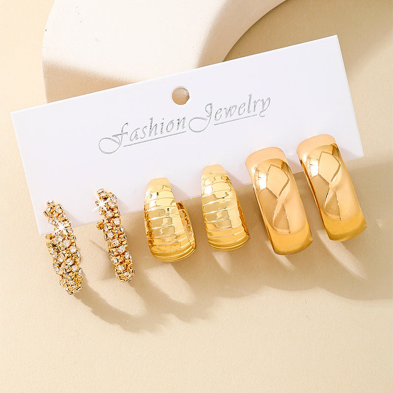 Planderful Vienna Verve Earrings Set – Elegant Metal Texture with Flash Zircon Accents