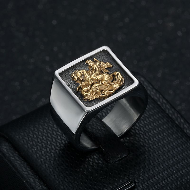 Planderful Durable Stainless Steel Dragon Knight Ring Men