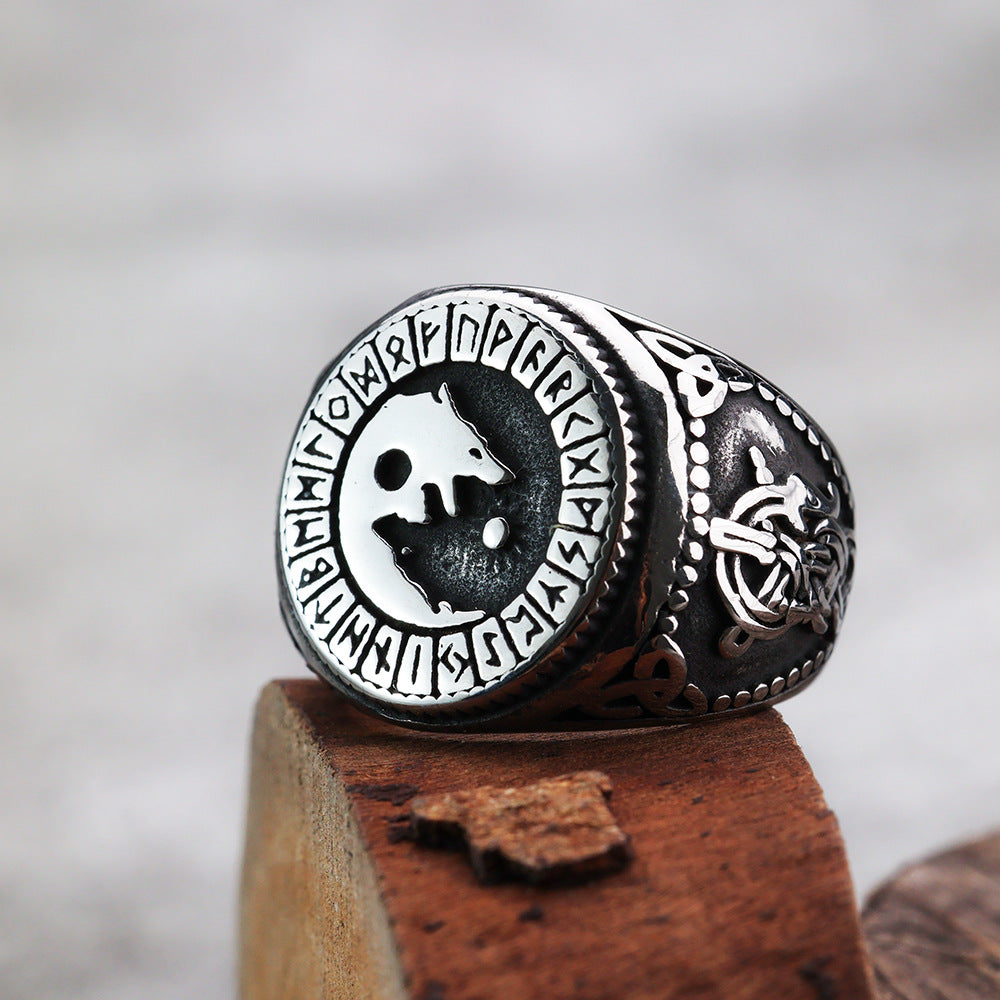 Foreign Trade New Viking Odin Celtic Rune Titanium Steel Ring