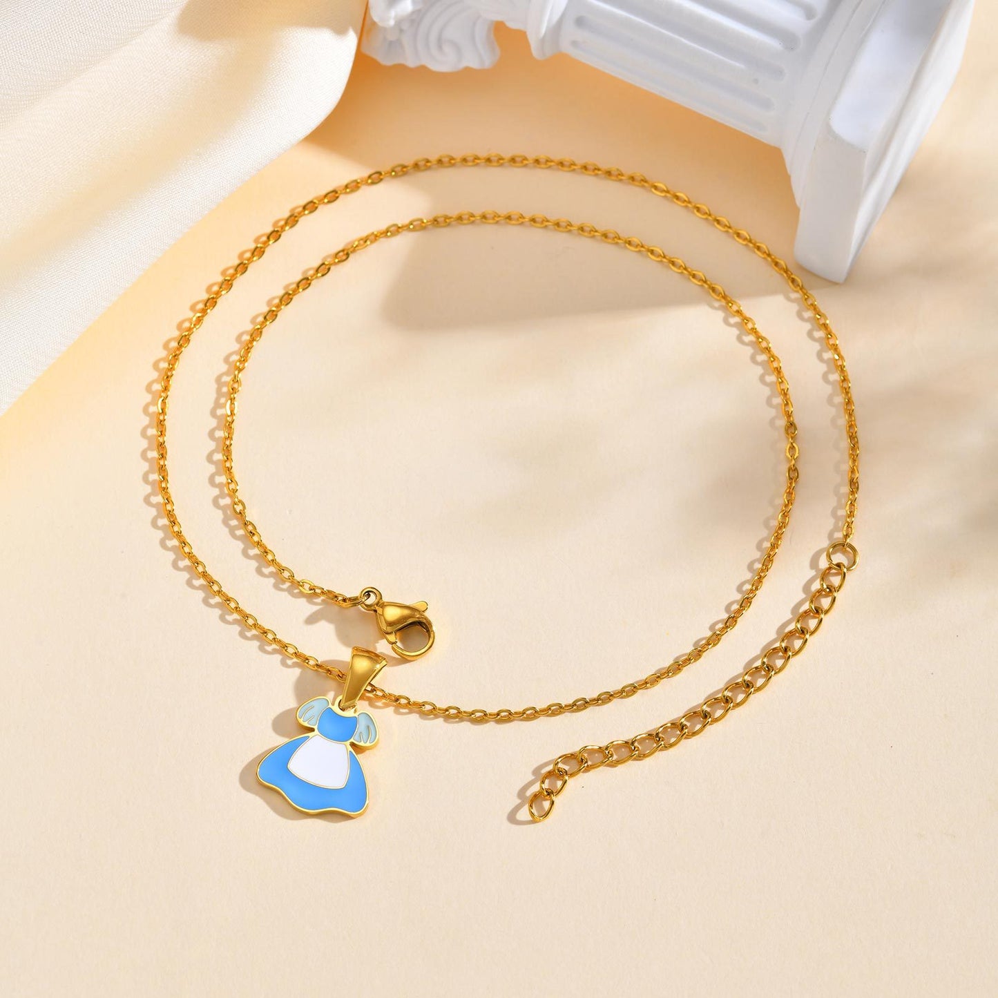 Stainless Steel Epoxy Bow Cute Super Cute Pendant Necklace