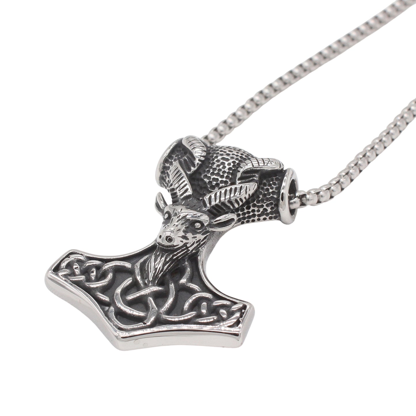 Planderful Jewelry Men's Titanium Steel Pendant Featuring Retro Viking Ram Design For Modern Style