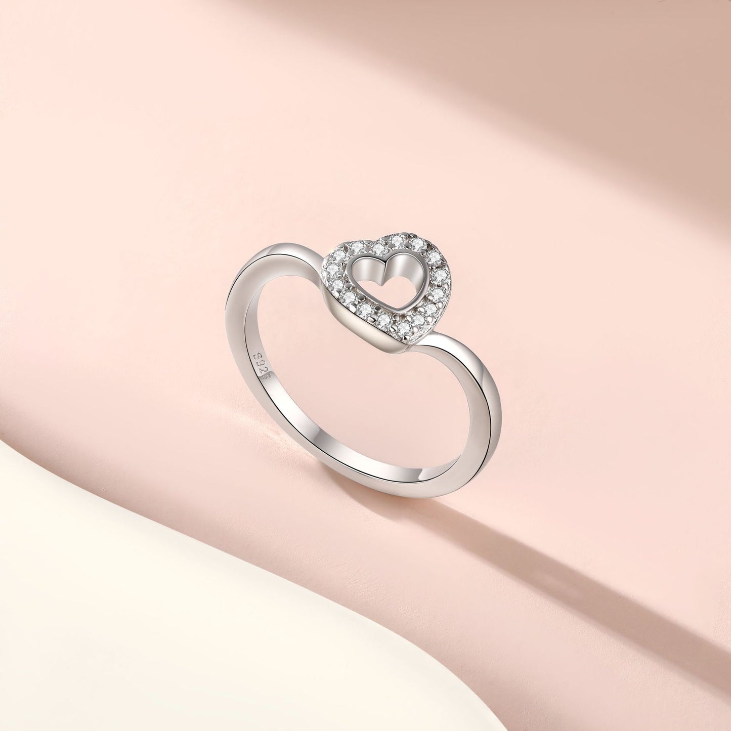 S925 Sterling Silver Hollow Zircon Love Ring for Women