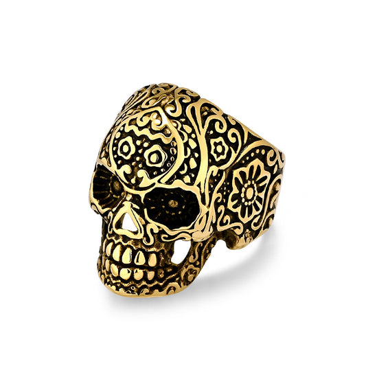 Planderful Skull Ring For Men Titanium Steel Bold Gothic Dark Style Statement Jewelry