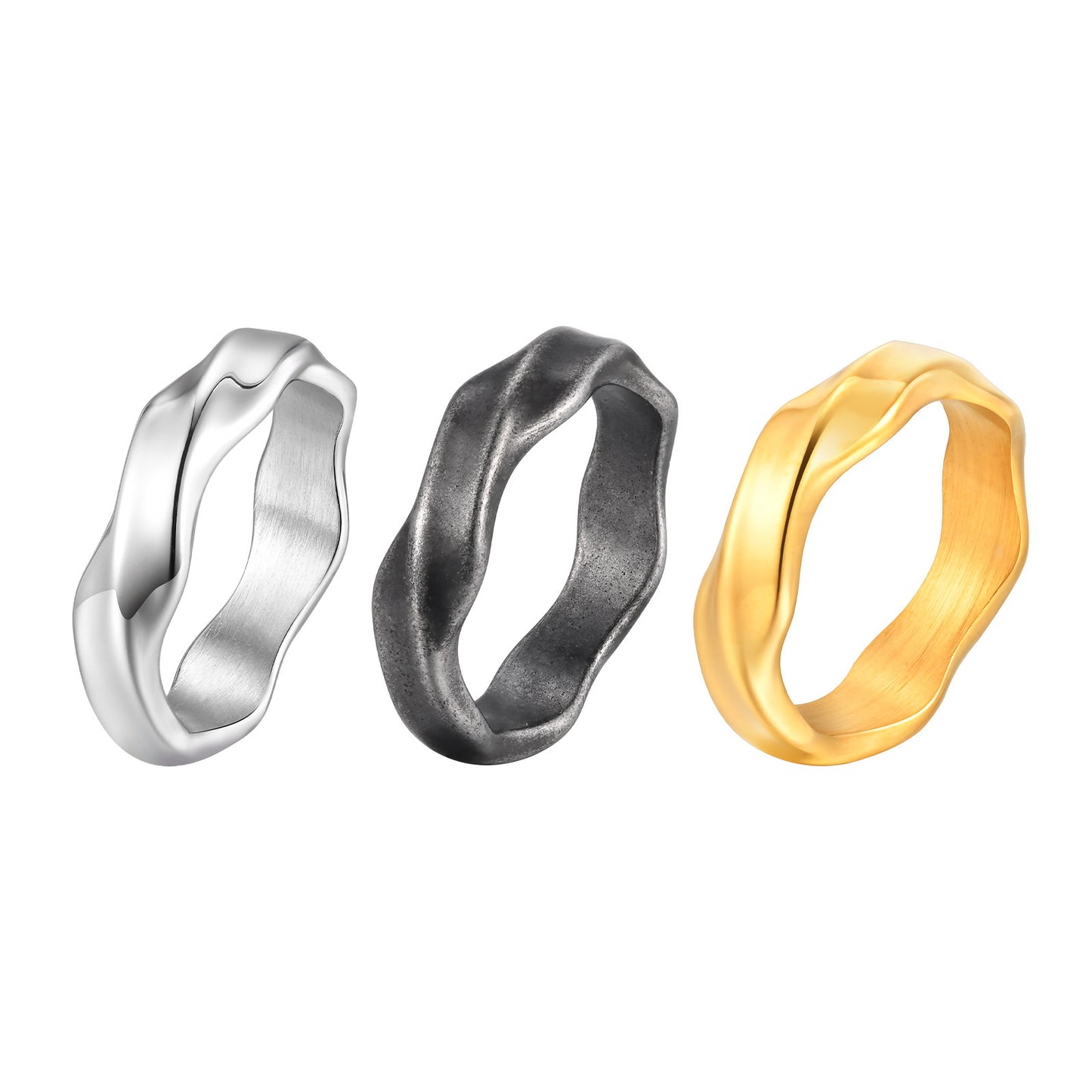 Men's Vintage Grey Stainless Steel Mobius Ring Jewelry