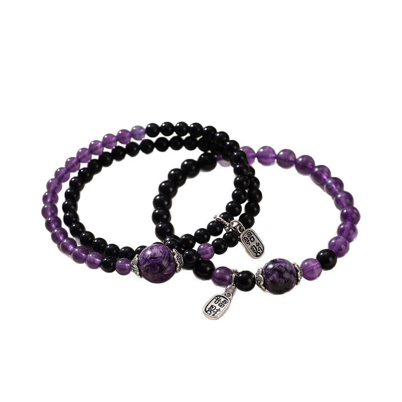Amethyst Obsidian Crystal Dragon Bracelet