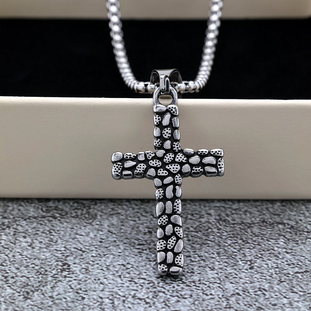 Vintage Cross Stainless Steel Men's Pendant Necklace