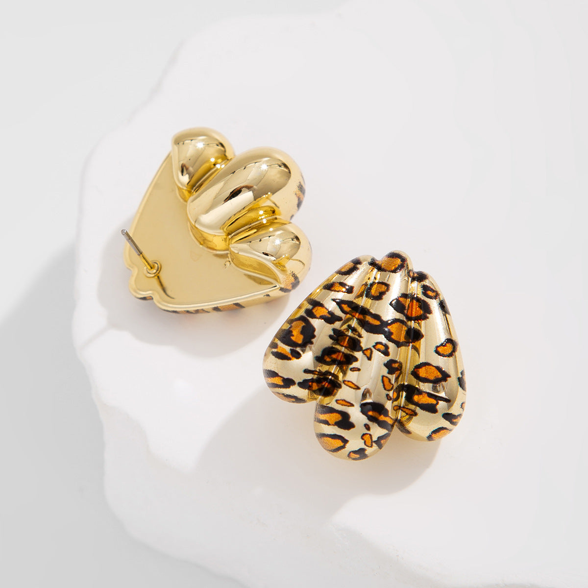Planderful Resin Geometric Earrings C Shaped With Leopard Print Water Drop For Women Bold Chic Statement