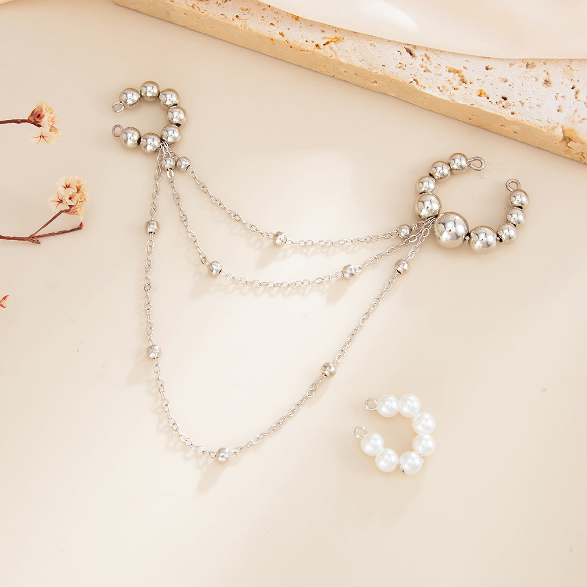 Planderful Vienna Verve Imitation Pearl Ear Clips Set For Women With Retro Beaded Tassel Clip On Earrings