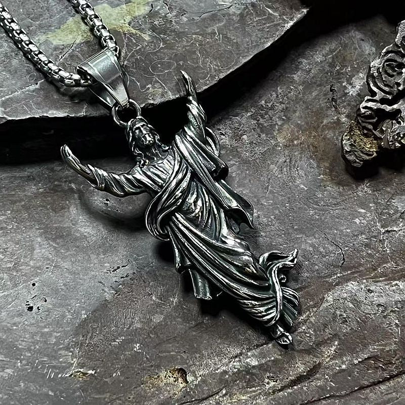 Planderful Everyday Genie Hip Hop Jesus Portrait Pendant Necklace Premium Stainless Steel Gold Plated For Hip Hop Fans