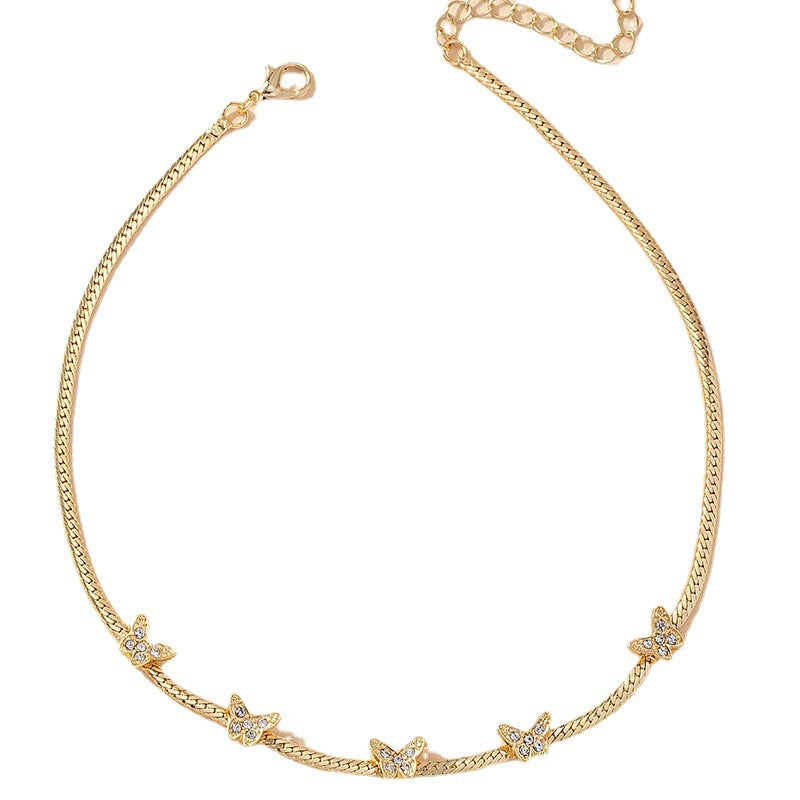 Butterfly Necklace with Celebrity Charm - Elegant Clavicle Chain