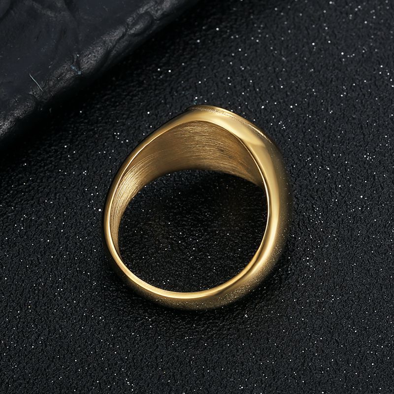 Planderful Everyday Genie Hip Hop Ring For Men Titanium Steel Gold Plated Freemason Design