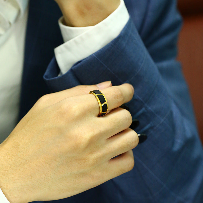 Manufacturer Tungsten Steel Jewelry Wholesale Black Gold Men's Tungsten Steel Ring