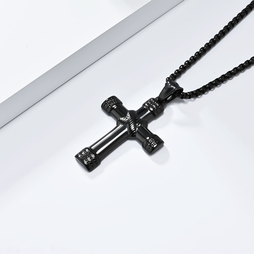 Planderful Rope Knot Cross Necklace Titanium Steel For Men Personalized Trend Jewelry
