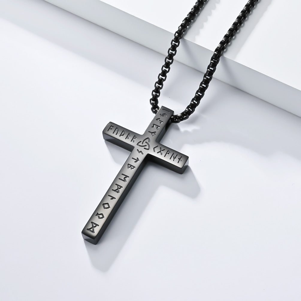 Timeless Nordic Viking Titanium Steel Cross Pendant for Men