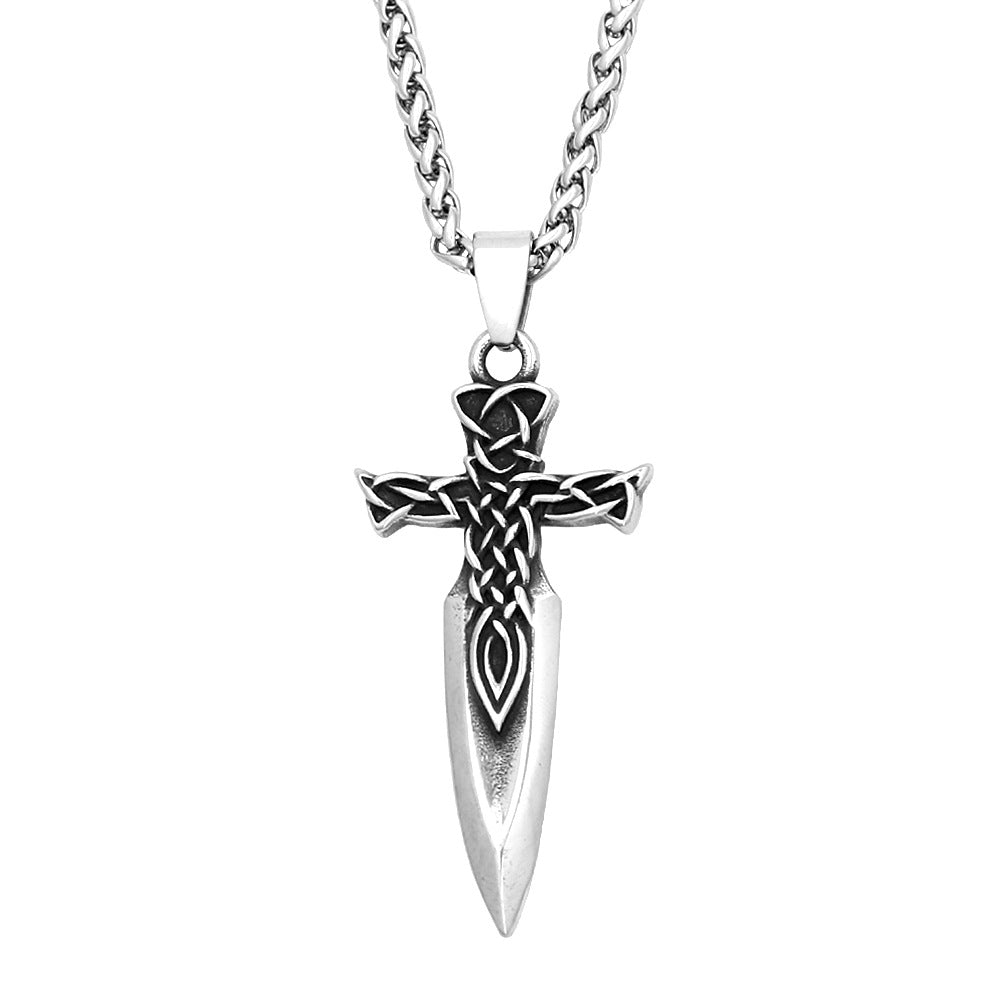 Viking Celtic Knot Sword Pendant Men's Titanium Steel Necklace