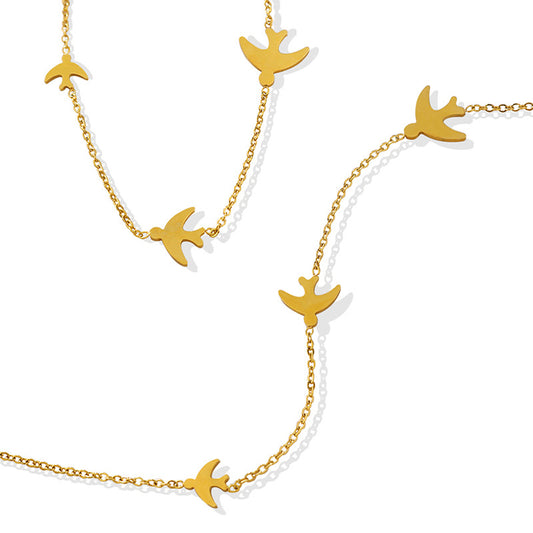 Swallow Gold Necklace - Unique Titanium Steel Plated Design