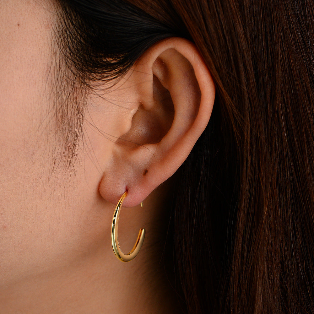 Geometric Circle Sterling Silver Earrings Creative Hip-Hop Earrings Ear