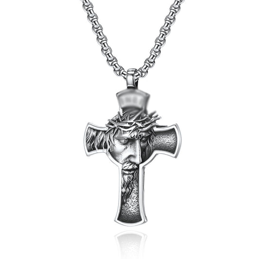 Cross-Border E-Commerce Retro Titanium Steel Cross Necklace