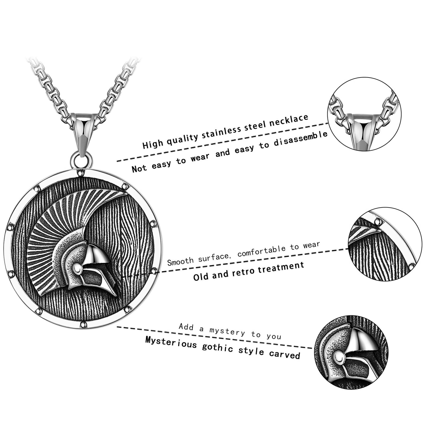 Steel Necklace - Statement Hip Hop Spartan Warrior Helmet Pendant Necklace For Men By Planderful Jewelry