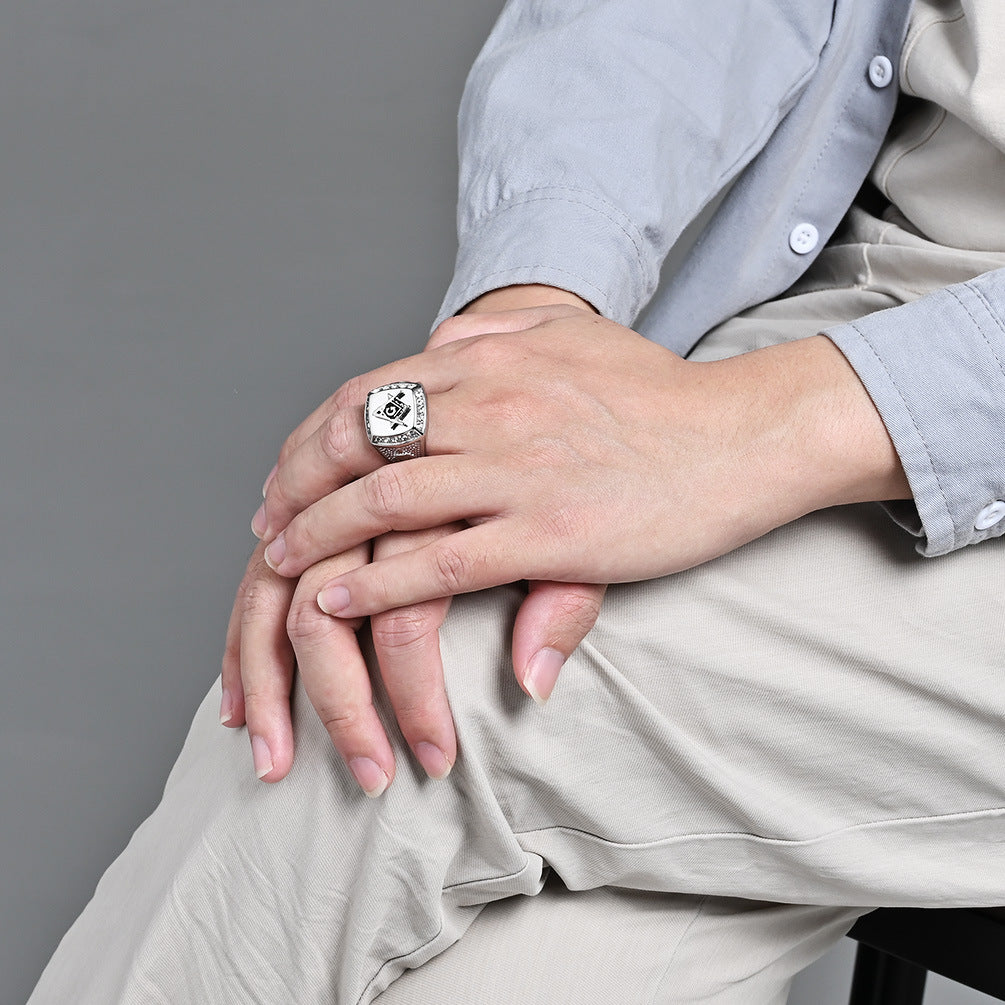 Cross-Border Retro Hip-Hop HIOHOP Titanium Steel Ring for Men